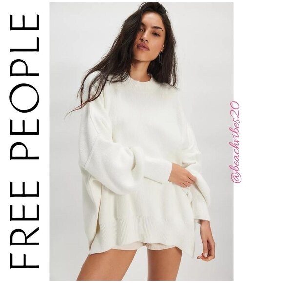 FREE PEOPLE Easy Street Tunic Painted White Large EUC FP-376 - Picture 2 of 4